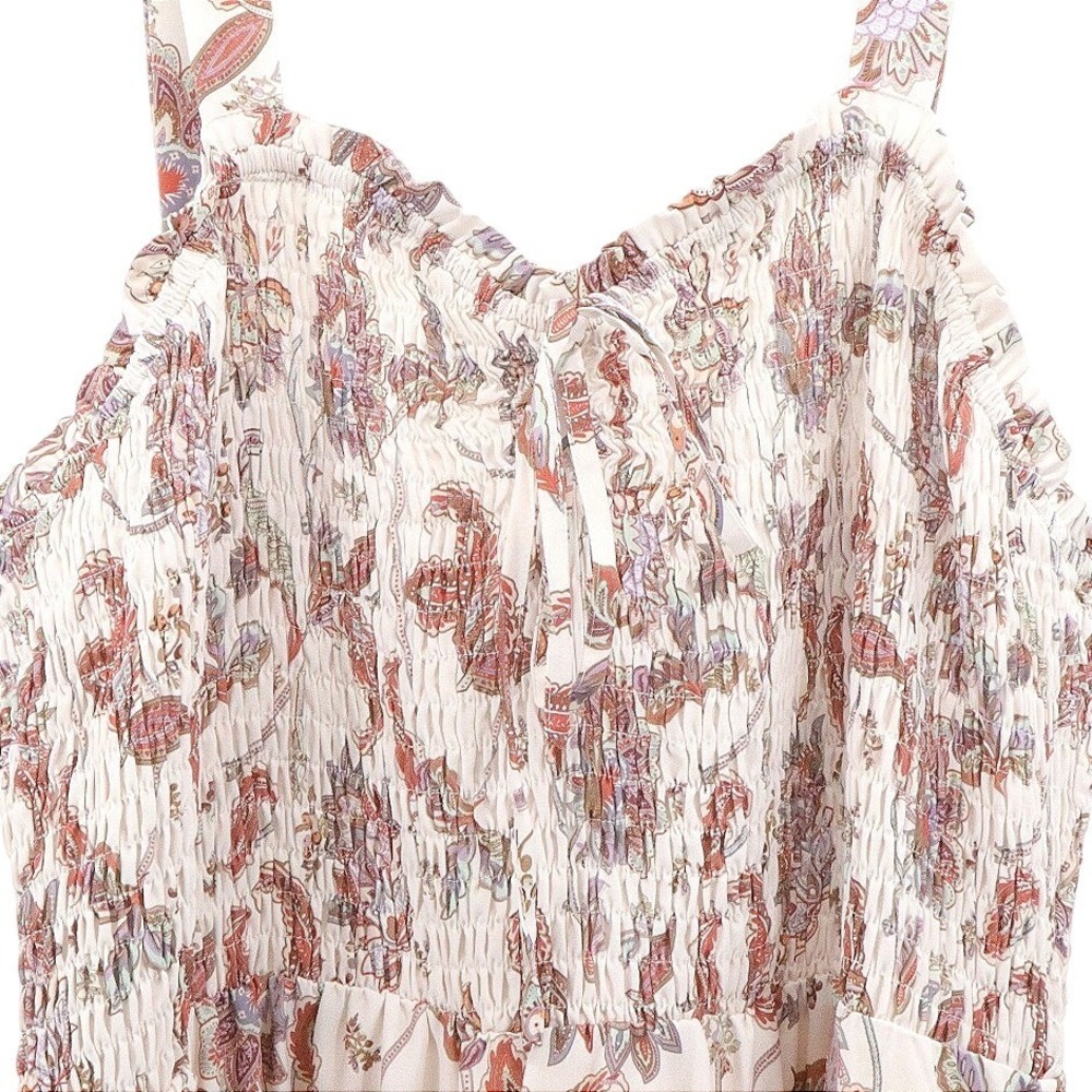 NWT Grace Karin Floral Paisley Smocked Midi Dress Ruffle Hem Sleeveless 2XL - Picture 4 of 9